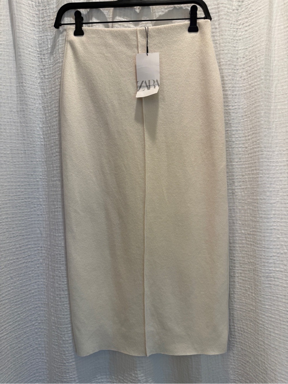 Zara Structured Knit Straight Midi Skirt 🤍 Ecru Cream New With Tags - Picture 1 of 3